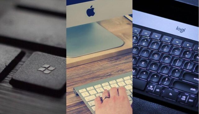 ウインドウズ、アップル、ロジクールのキーボード